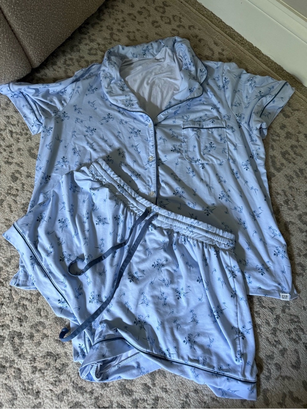 GAP Light Blue Floral Short Pajama Set